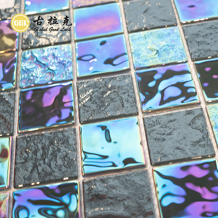 Gạch Mosaic Kính Gương Đen Óng Ánh Chống Trượt Dành cho Tường và Sàn Hồ Bơi, Phòng Tắm, Khách Sạn