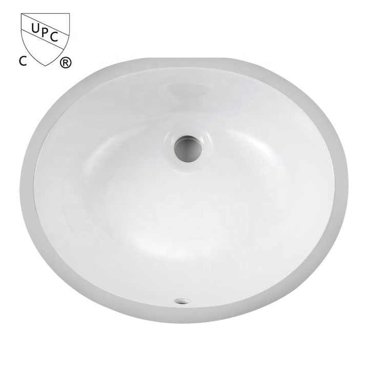 CUPC Certifications 17'' X 14'' Bowl Sinks / Vessel Basins Type Undermount Installation Sink Oval Shape Wash Basin