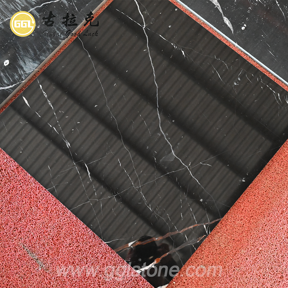 Cung cấp từ nhà máy Tấm đá cẩm thạch đen Nero Marquina tự nhiên cắt theo kích thước
