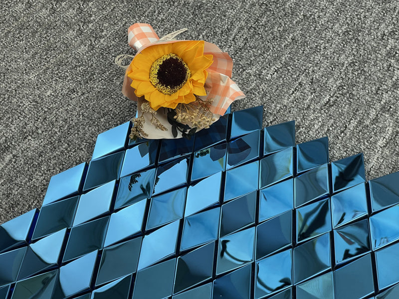 Gạch Mosaic Kim loại Kim cương 3D Trang trí Tường Nền Bề Mặt Bóng Dành Cho Biệt Thự