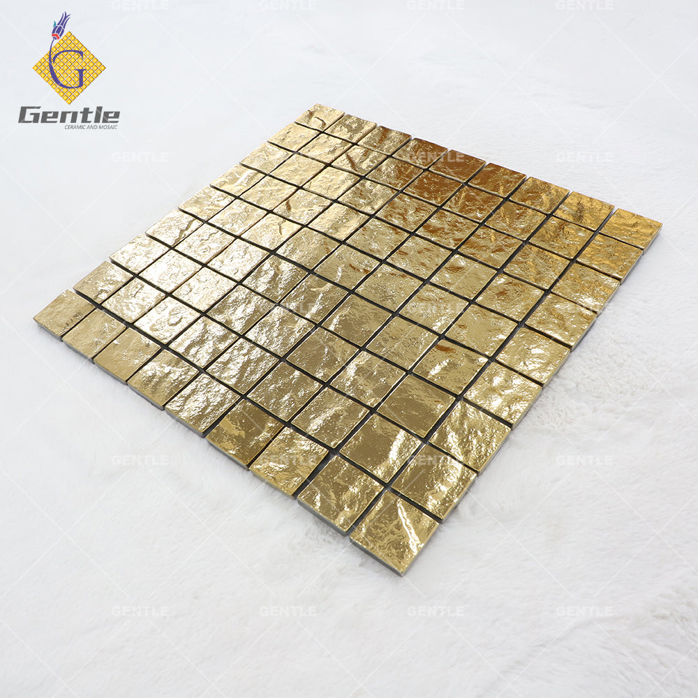 Gạch Mosaic Thủy Tinh Ánh Kim Vân Đá Cẩm Thạch Dập Nổi Vàng