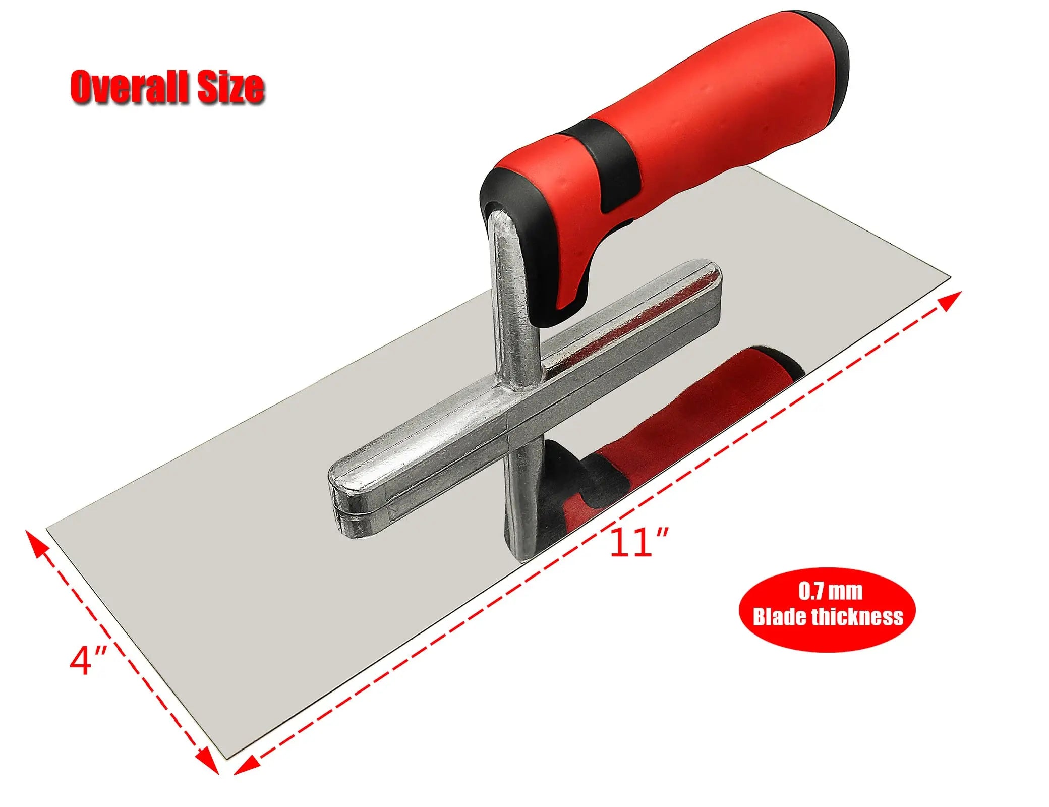 Bay trát xi măng cán tay cầm mềm bằng thép không gỉ 11" x 4"