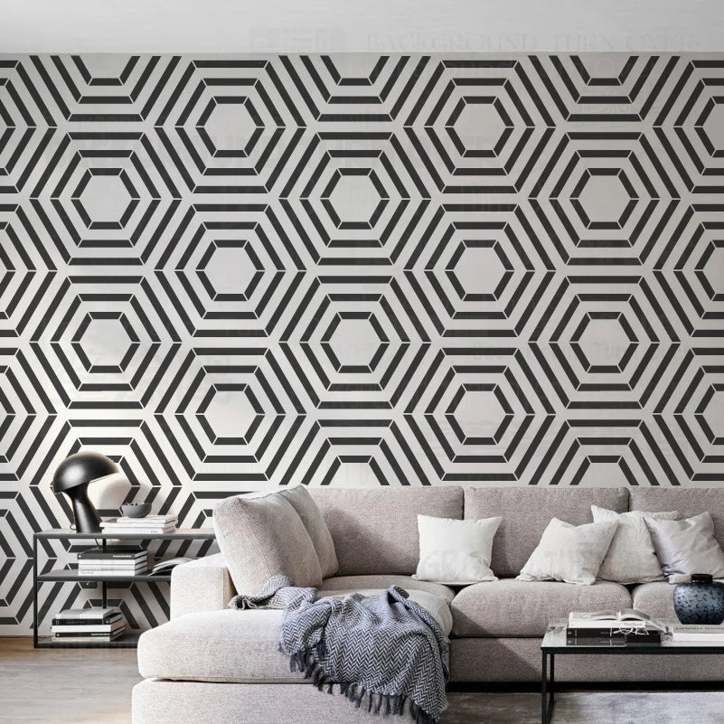 Stencil Mandala 40cm 60cm Trang Tri Tuong Hexagon Decor
