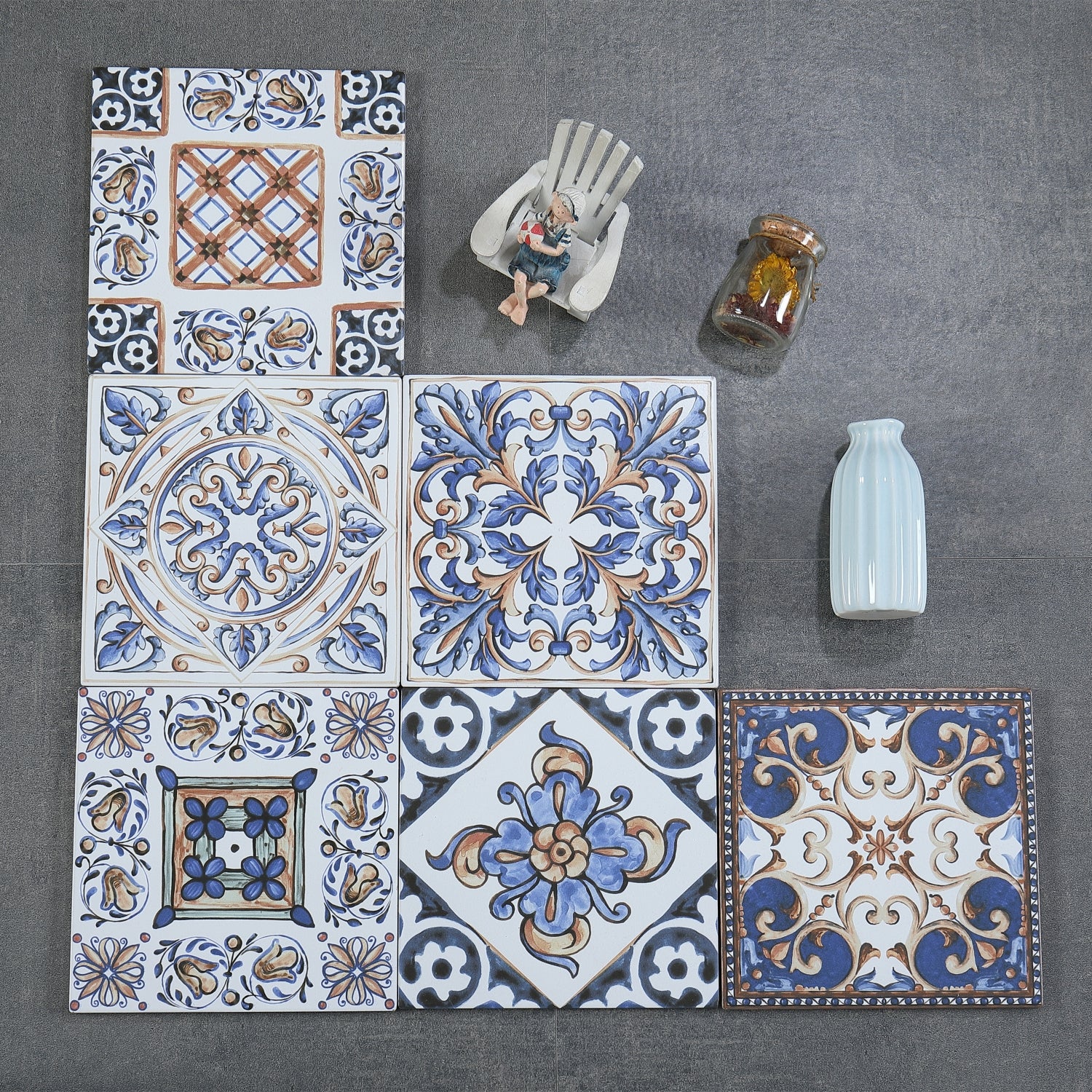 Gạch thẻ phong cách Châu Âu họa tiết hoa đa dạng ốp tường lát sàn nội thất phòng ngủ phòng khách, bán sỉ nhà máy