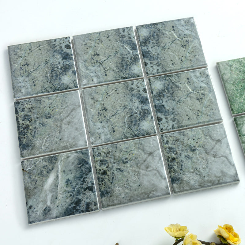 Gạch Mosaic Vuông Xanh Lá Cây In Phun Thiết Kế Mới Dùng Cho Hồ Bơi, Ốp Tường Phòng Tắm, Nhà Bếp Và Khu Spa Xông Hơi
