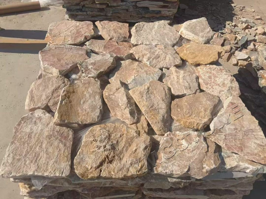 Tấm ốp ngoại thất đá rối tự nhiên vàng ngọc trai thiết kế hiện đại cho mặt tiền biệt thự công viên bền bỉ thương hiệu KMGSTONE bảo hành trên 5 năm