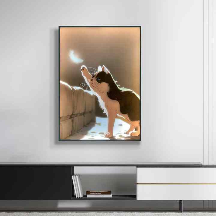 Trang trí phòng trẻ em JZ Acrylic in hình mèo dễ thương nghệ thuật treo tường chiếu sáng đèn LED trang trí