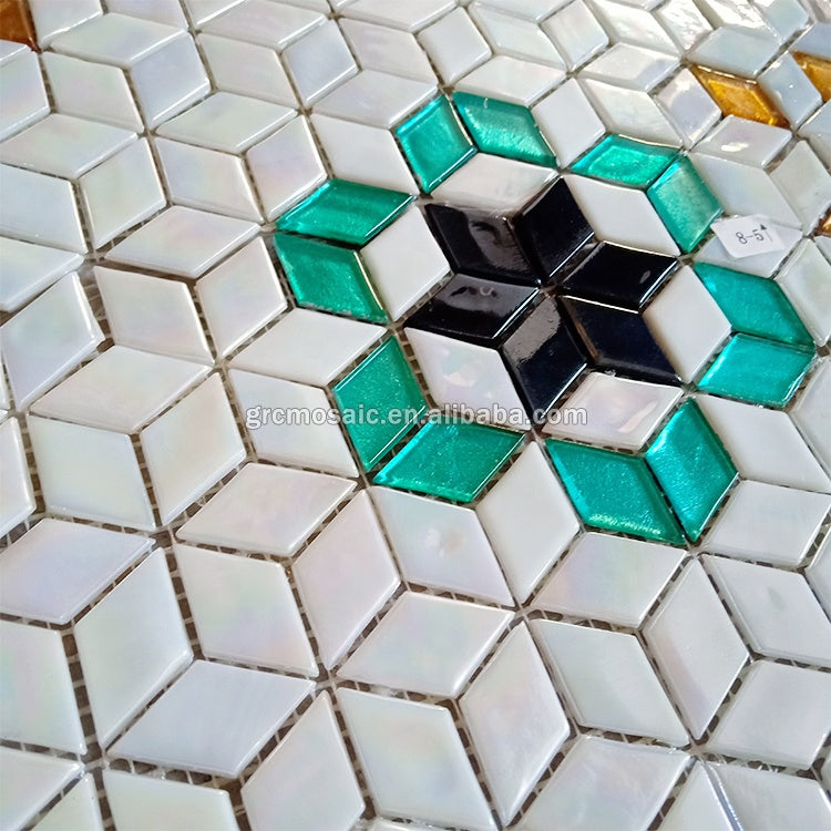 Tranh Tường Gạch Mosaic Nghệ Thuật Hình Thoi Vàng Mosaic Họa Tiết Hoa Lấp Lánh Thủ Công Tùy Chỉnh Chống Nước Ghép Hình Mosaic Chuyển Sắc Hồ Bơi Spa