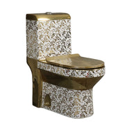 Thiết bị vệ sinh cao cấp bằng sứ mạ vàng, bồn cầu đứng, bồn cầu một khối bằng sứ cho biệt thự