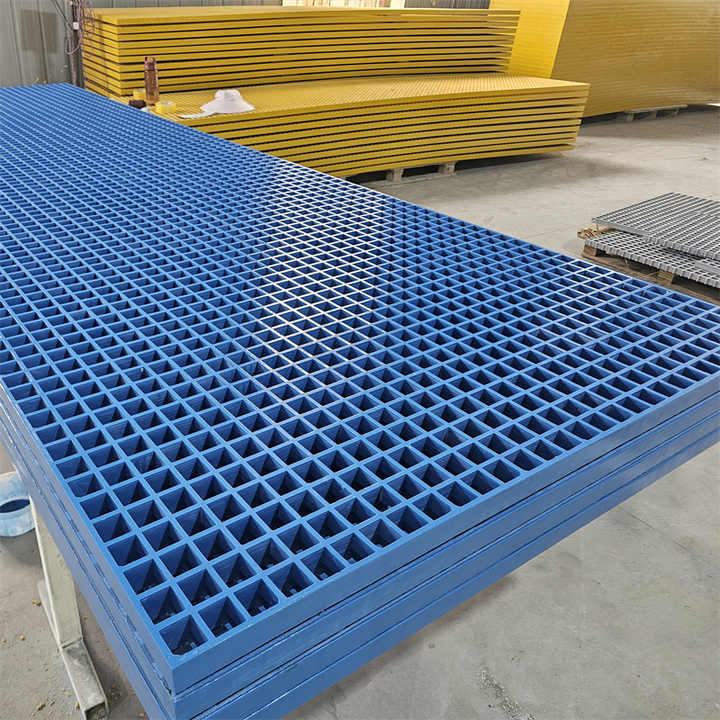 Lưới nhựa gia cường sợi thủy tinh FRP GRP màu xanh lam có bề mặt nhẵn