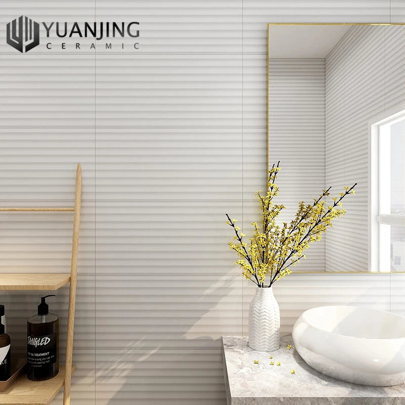 Gạch ốp tường 300x600mm gợn sóng hồng