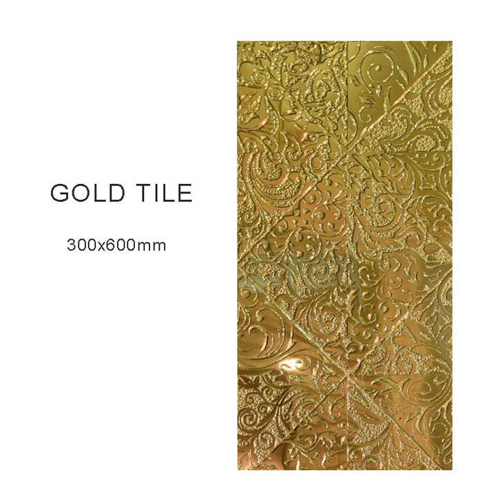 Sàn Gốm Kim Loại Lấp Lánh Mạ Vàng 300x600mm Phòng Khách
