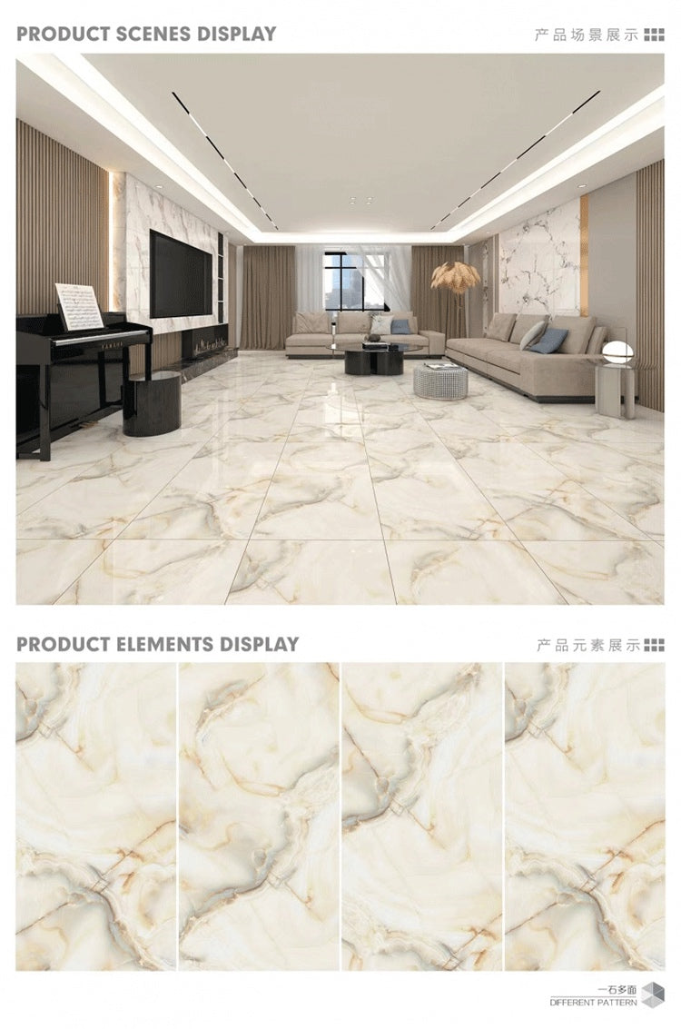 Gạch Foshan Đánh bóng 60x120 Men bóng hiện đại Vân đá cẩm thạch Vàng Vàng đồng Xanh lá Xanh dương cho Sàn phòng khách Phòng tắm