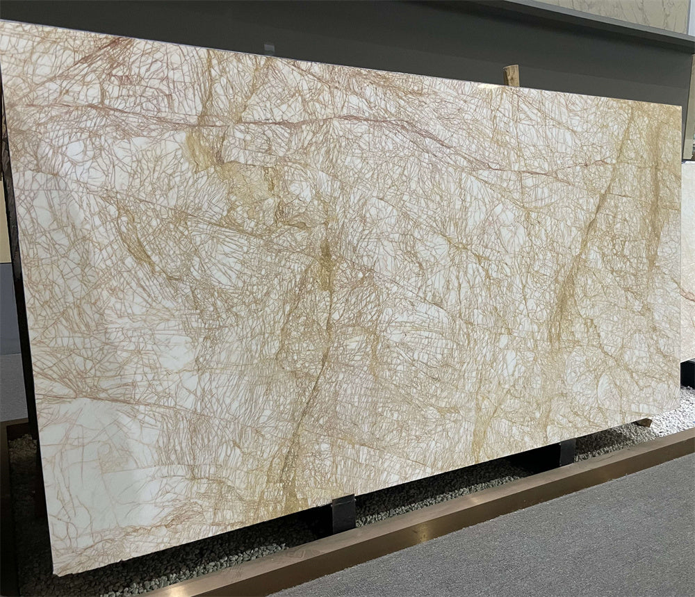 Tấm đá cẩm thạch Golden Spider tự nhiên, gạch đá cẩm thạch cắt theo kích thước dùng để trang trí nhà cửa