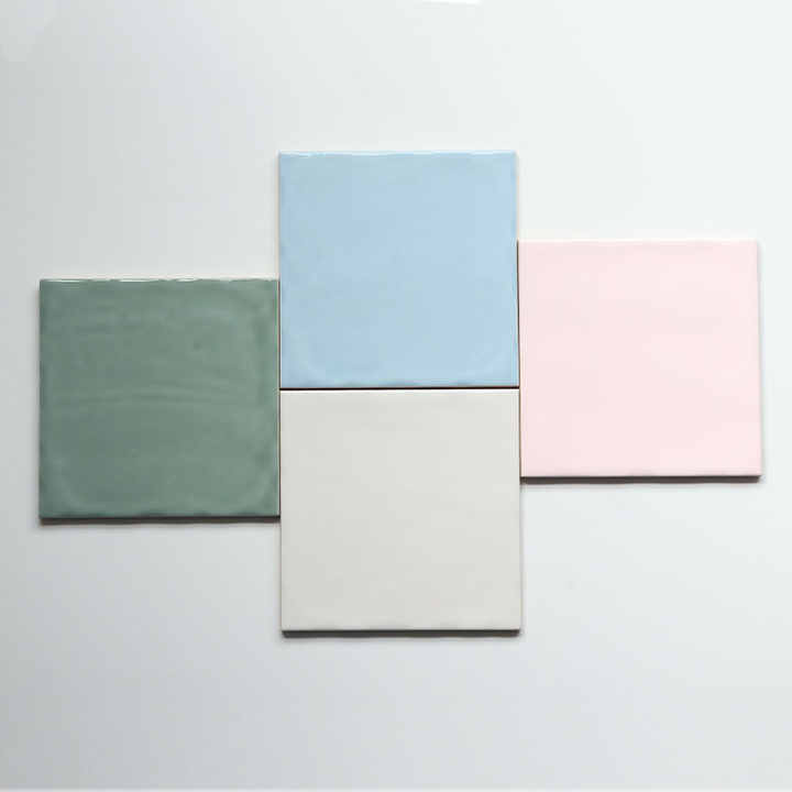 Gạch ốp tường bếp màu xám thô kiểu Pastel 15x15 bằng gốm tráng men trang trí