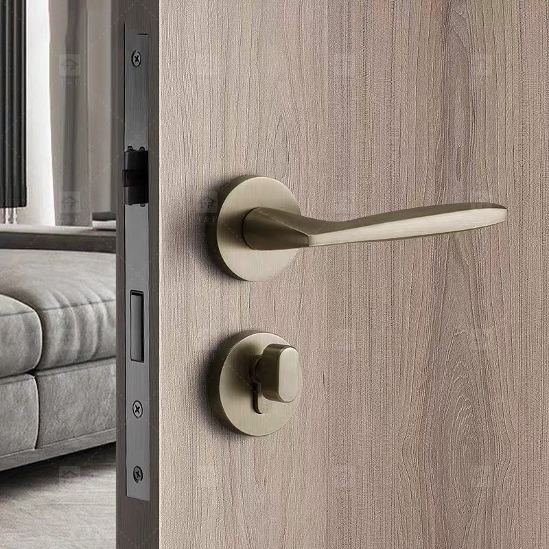 Tay nắm cửa gỗ từ tính im lặng vàng sang trọng có khóa phòng ngủ tách rời, thiết kế hiện đại dùng trong nhà dành cho biệt thự