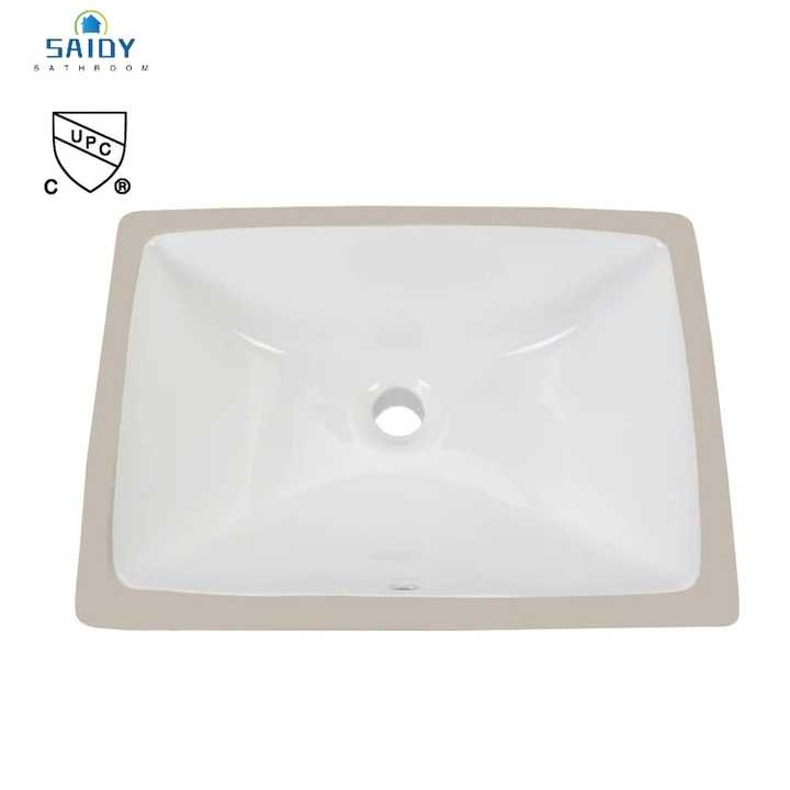 CUPC North America Simple Hotel White Color Wash Hand Porcelain Vessels Ceramic Undermount Bathroom Sink