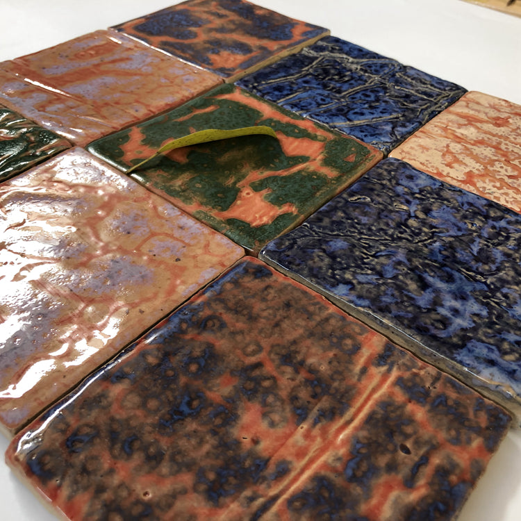 Gạch Zellige Nghệ thuật Ma-rốc Thủ công, Xanh Đa Sắc 100x100mm, dùng để ốp tường trang trí Khách sạn, Biệt thự, Phòng tắm, Bếp