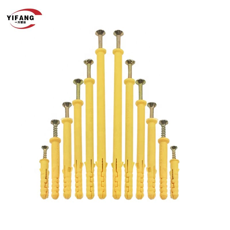 Bu lông nở nhựa 8mm tường khô màu vàng