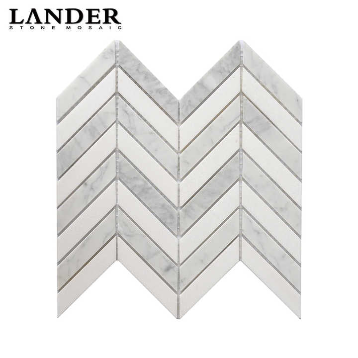 Gạch mosaic đá cẩm thạch trắng Bianco Carrara và Thassos cho tường và sàn