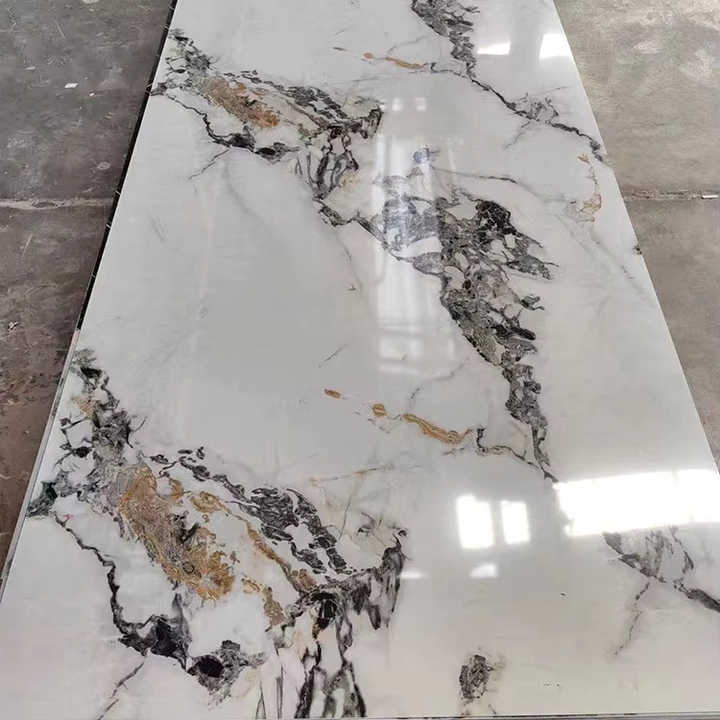 Tấm ốp tường PVC trang trí bằng đá cẩm thạch UV chống thấm nước hiện đại dễ lắp đặt 1220*2440*3mm cho nội thất phòng khách