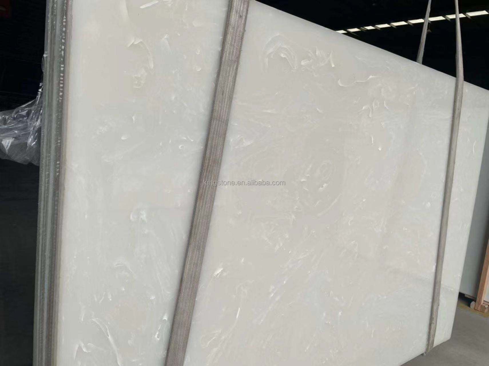 Tấm phiến đá cẩm thạch Onyx trắng đánh bóng Sang trọng Hiện đại dùng cho Sàn trong suốt, Tòa nhà văn phòng, Thiết kế đồ họa ngoài trời, Tấm lớn