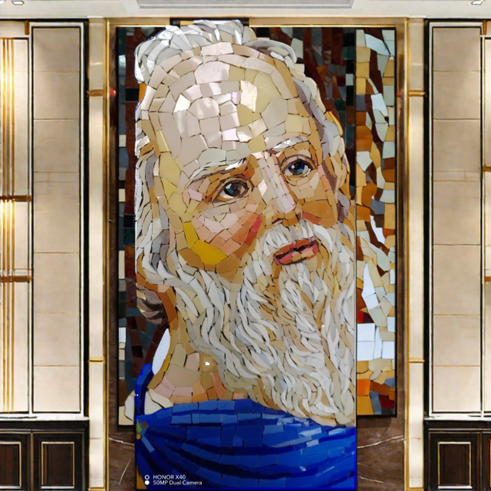 Tranh khảm mảnh nhỏ thủ công trang trí hành lang phòng khách hiện đại sang trọng