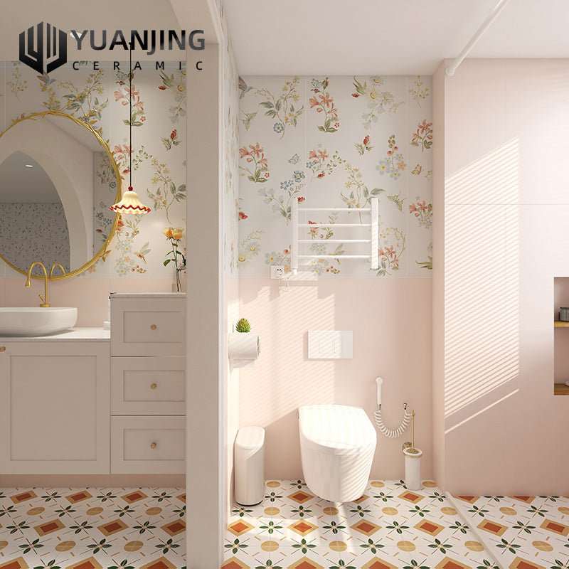 Gạch Porcelain Phong Cách Retro Pháp Hoa Văn Tráng Men Gốm Sứ Toàn Phần 600x1200 Độ Hút Nước Thấp