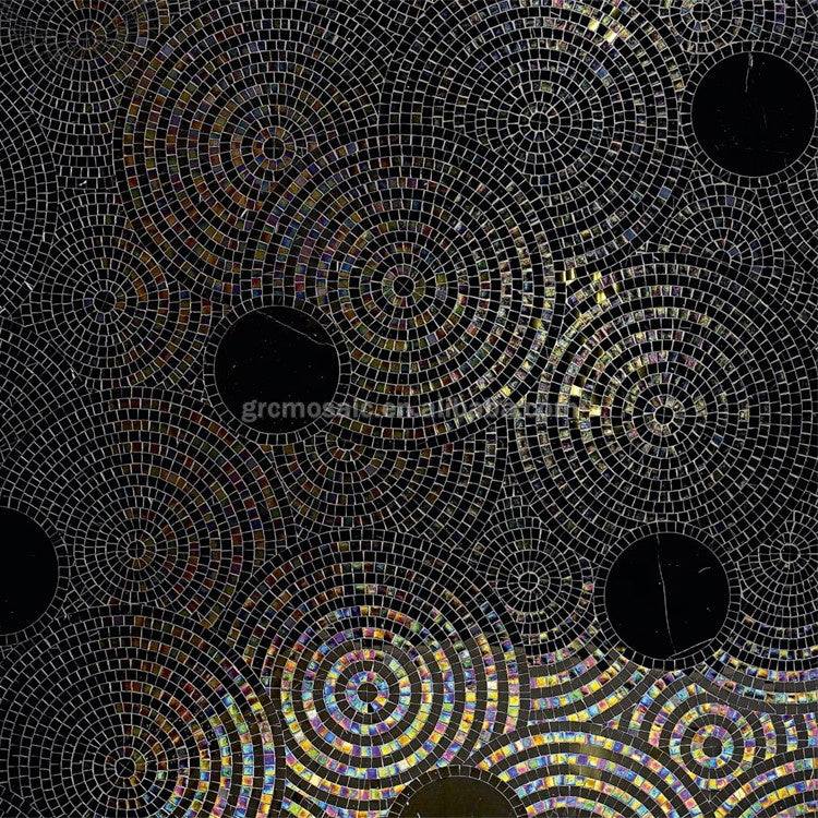 Tấm ghép mosaic kính màu cắt thủ công theo yêu cầu, hoa văn nghệ thuật cho thiết kế sàn hiện đại