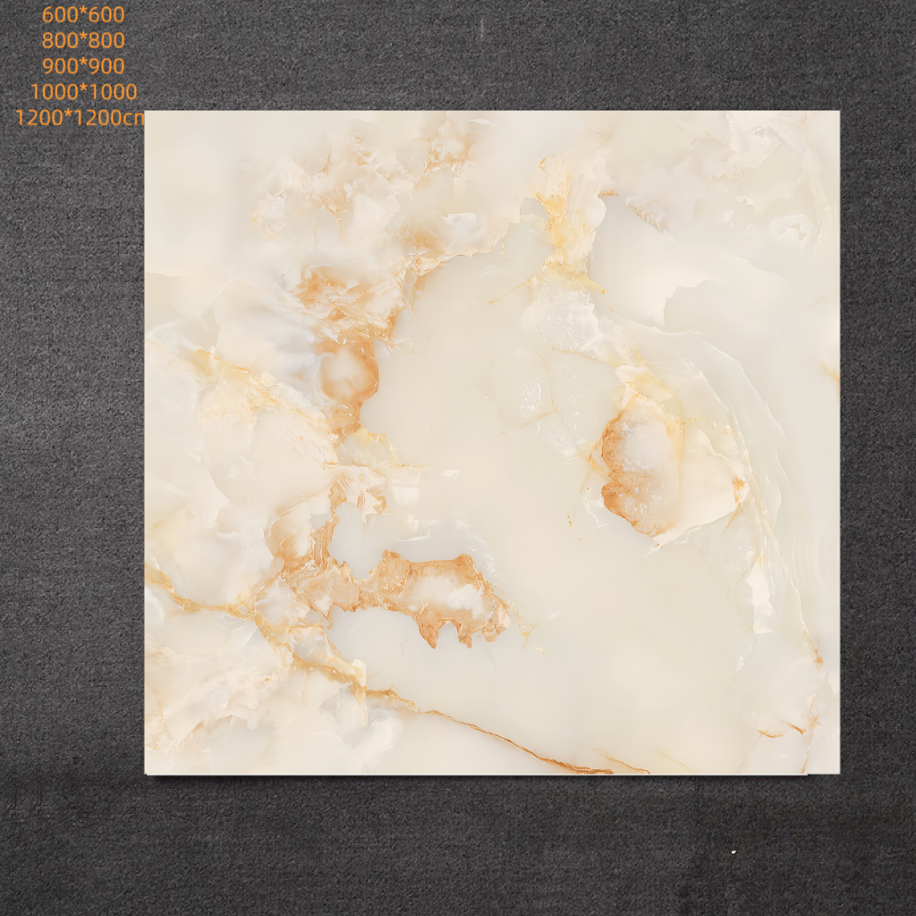 Gạch men toàn bộ bằng sứ Vitrified phong cách Nông thôn hiện đại màu vàng đồng 800x800mm cho phòng khách