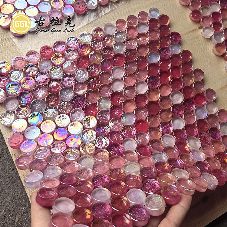 Gạch ốp tường bóng Goodluck Mosaic Kính Hồng thiết kế sang trọng