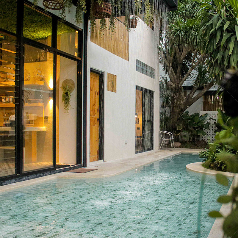 Gạch Mosaic Vuông Xanh Lá Cây In Phun Thiết Kế Mới Dùng Cho Hồ Bơi, Ốp Tường Phòng Tắm, Nhà Bếp Và Khu Spa Xông Hơi