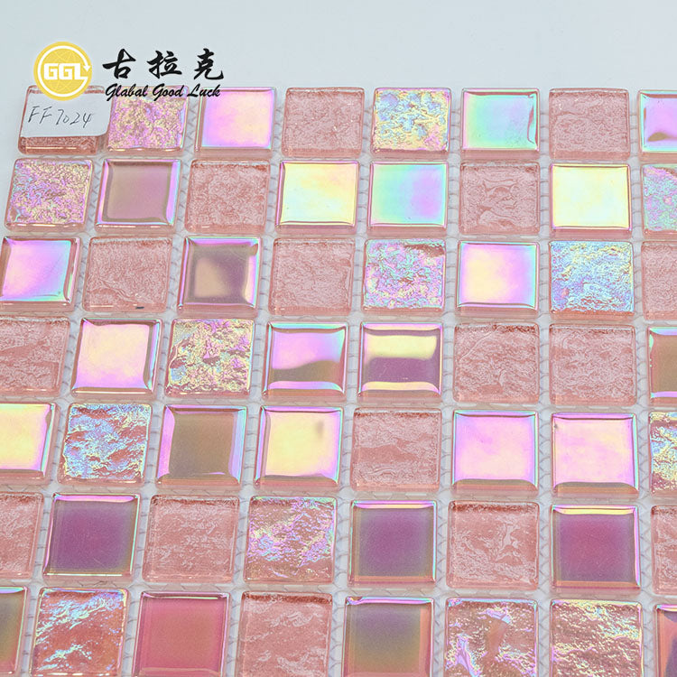 Gạch Mosaic Kính Vuông Hồng Bóng Thiết Kế Hiện Đại Cho Bể Bơi Và Trang Trí Nội Thất
