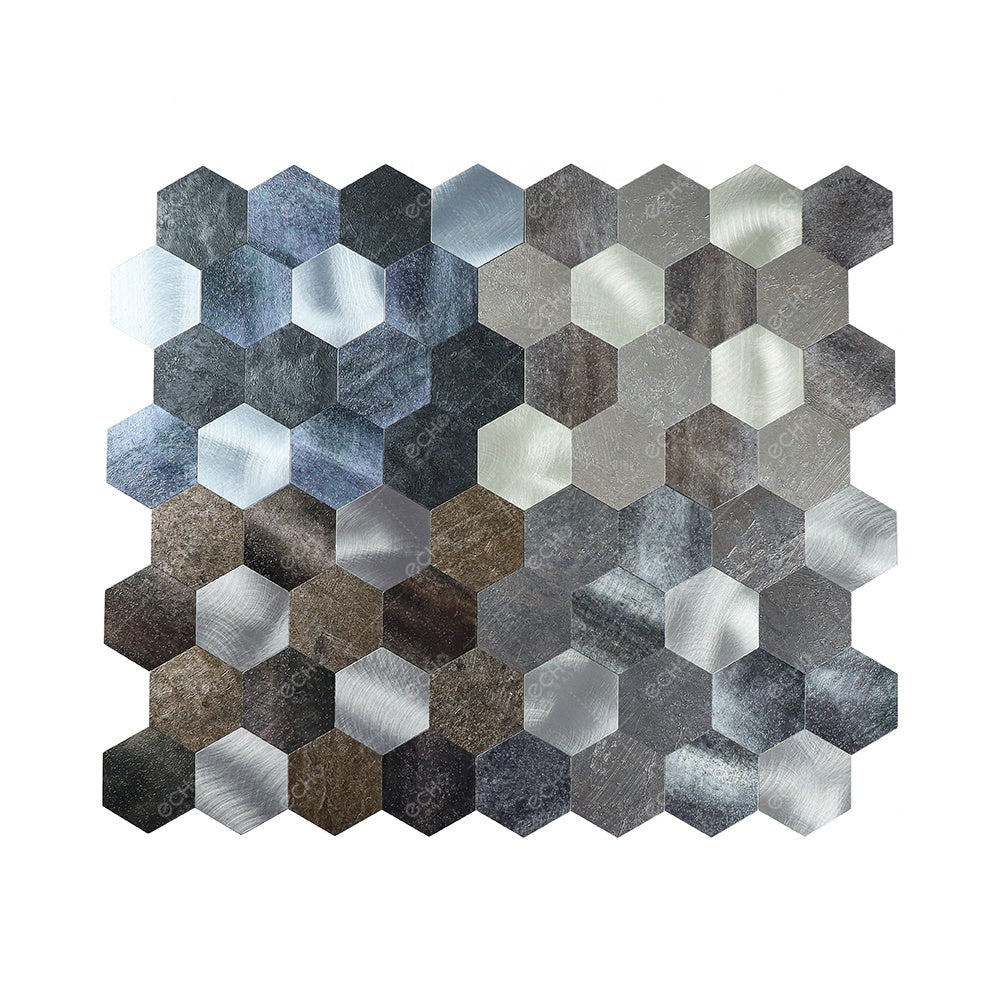 Gạch Mosaic Nhôm Lục Giác Bóc Dán Dễ Lắp Đặt Không Vữa Không Bừa Bộn