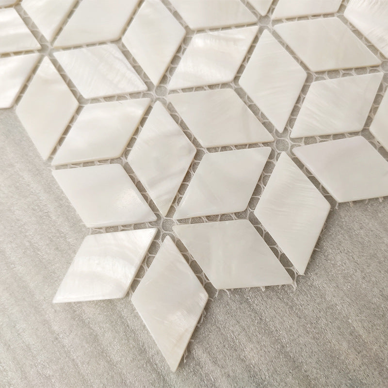 Gạch Mosaic Vỏ Sò Kiểu Parquet Châu Âu Bề Mặt Bóng Trắng Ngọc Trai Trang Trí Tường Nội Thất Hiện Đại Cho Tường Nền Phòng Khách Ban Công