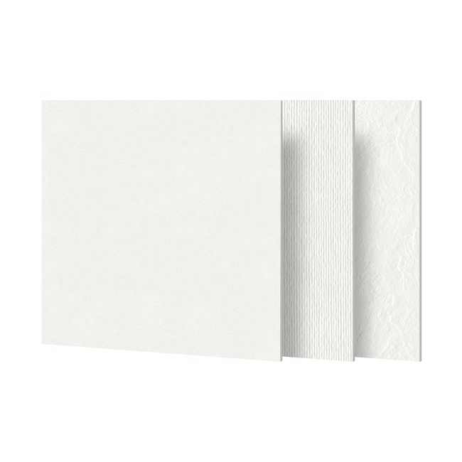 Gạch sứ mộc mạc toàn thân màu trắng kem 600x600mm, sọc đá phiến và bề mặt phẳng, dùng lát sàn và ốp tường trong nhà