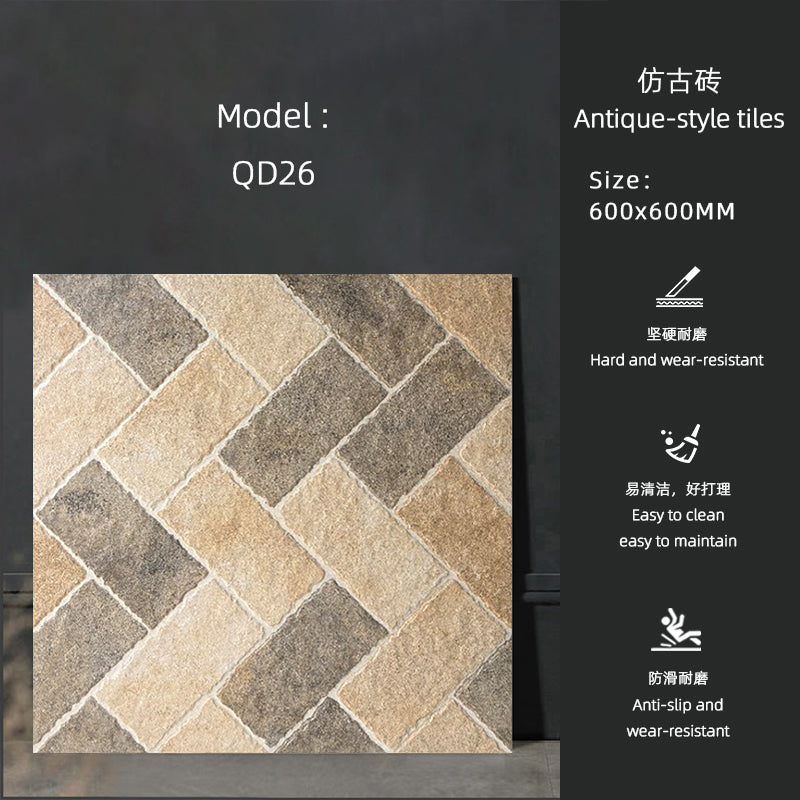 Gạch 60x60cm sản xuất tại Nhà máy Phật Sơn, gốm sứ men mờ vân đá cẩm thạch, họa tiết giả cổ vân đá, lát sàn và sân thượng, dày 12mm