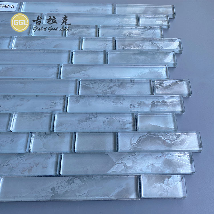 Gạch Mosaic Kính Pha Lê Dạng Gạch Màu Trong Suốt