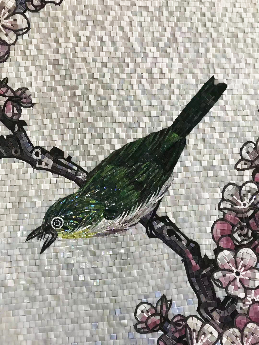 Tranh khảm tường trang trí hoa và chim hiện đại tùy chỉnh