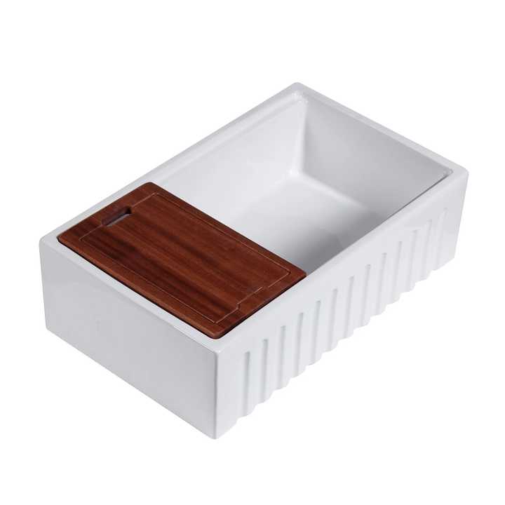Bồn rửa nhà bếp bằng gốm sứ trắng kích thước lớn CUPC 33 inch kiểu nông trại