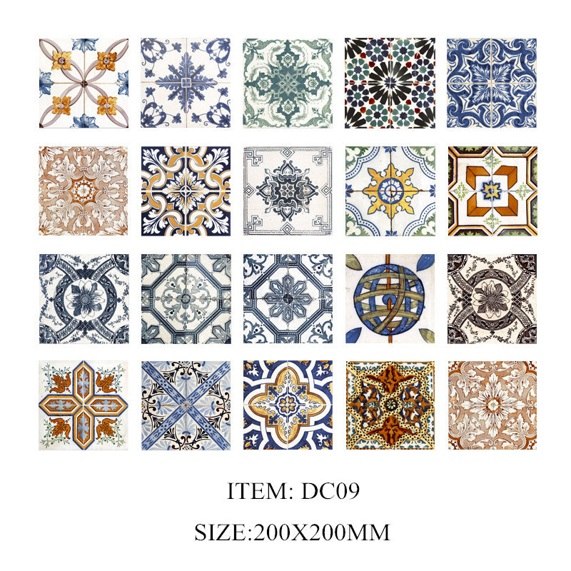Gạch lát nền Ceramic 20x20cm phong cách công nghiệp nghệ thuật, họa tiết Encaustic, giả xi măng thủ công, dùng cho tường, sàn nhà hàng và phòng tắm