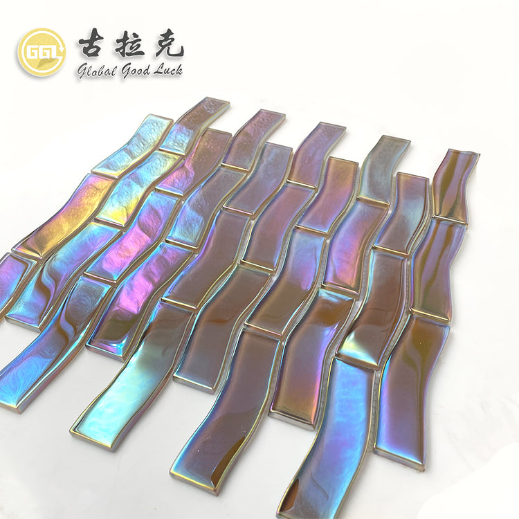 Goodluck Mosaic Gạch Mosaic Kính Hiện Đại Màu Nâu Lượn Sóng Đầy Màu Sắc Để Trang Trí Phòng Ngủ, Bếp, Phòng Tắm, Hành Lang, Đa Năng