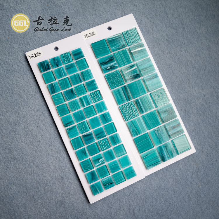 Gạch Mosaic Sắc Xanh Sang Trọng Vẽ Thủ Công Hình Vuông Trang Trí Tường & Sàn Dùng Cho Nhà Bếp, Hồ Bơi, Căn Hộ