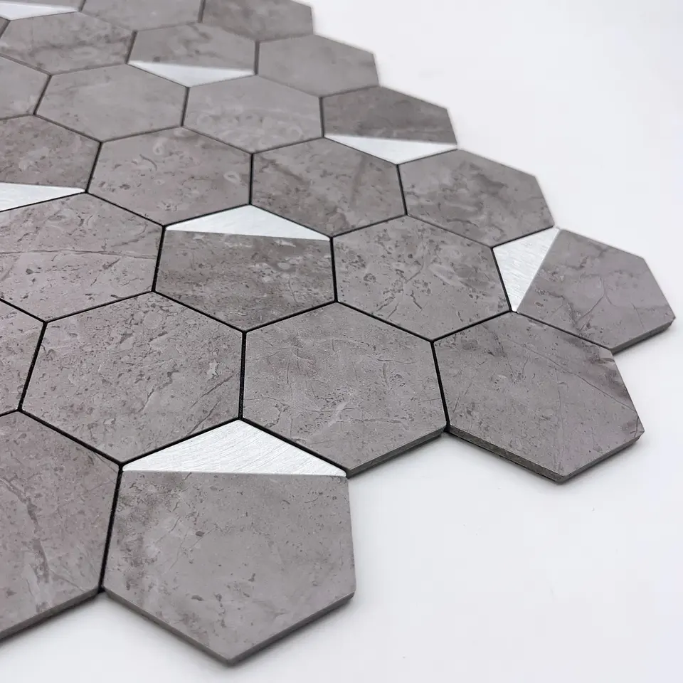 Gạch Mosaic Lục Giác Gốm Sứ Porcelain Cắt Tia Nước Dùng Cho Ốp Bếp, Ốp Nhà Tắm