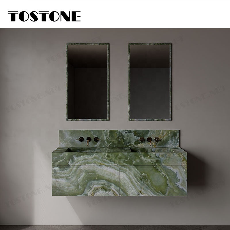 Tostone Mặt bàn lavabo phòng tắm gắn tường màu xanh tự nhiên, sang trọng tinh tế