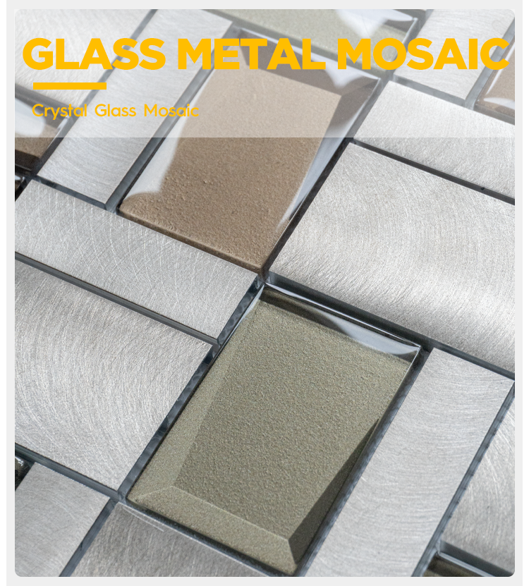 Gạch Kính Pha Lê Đá Mosaic Kiểu Subway Ánh Cầu Vồng Cho Tường Bếp