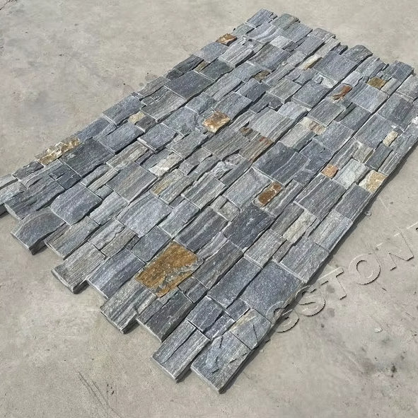 Tấm ốp đá phiến xanh xếp lớp cho tường ngoại thất Đá ốp đá phiến xanh