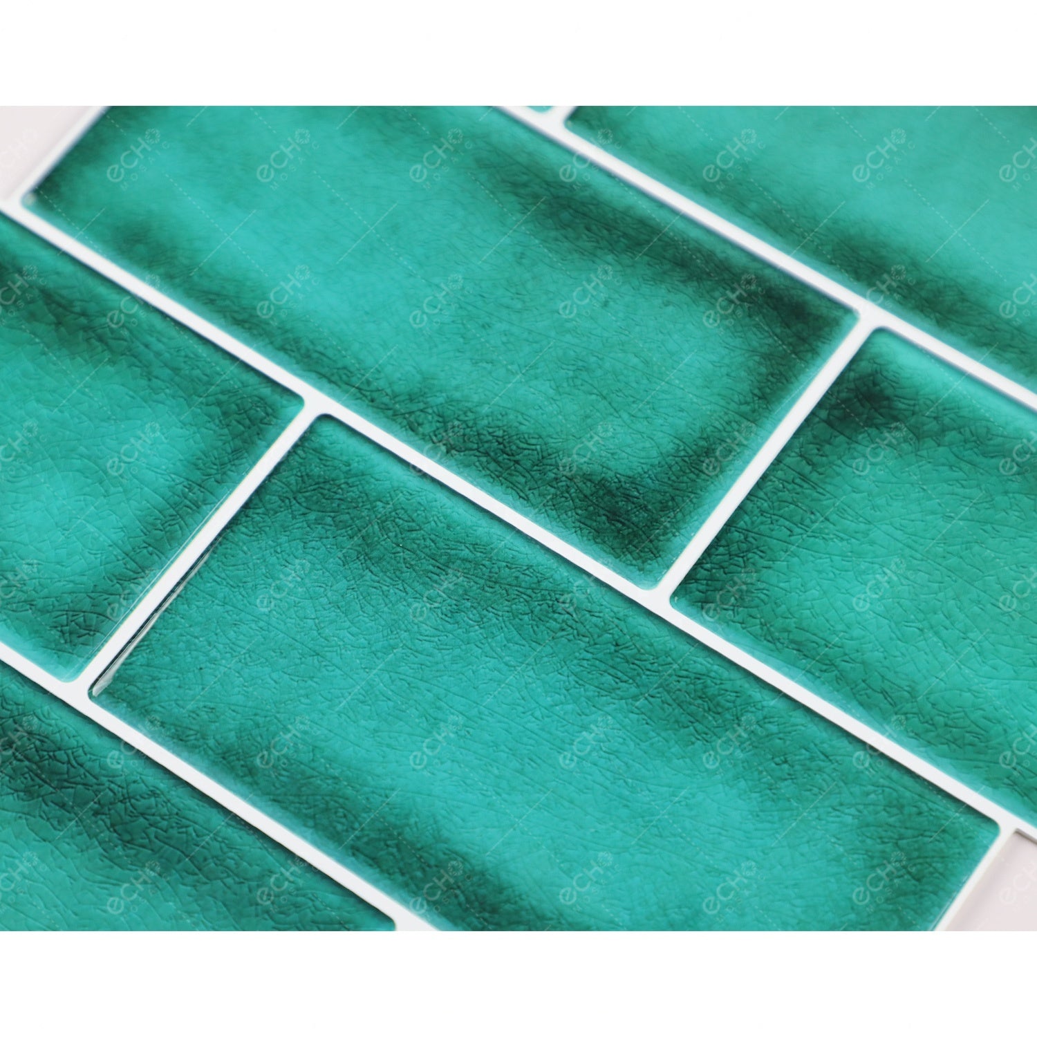 Phiên bản dày hơn Gạch ốp tường bếp dạng gel 3D bóc dán kiểu tàu điện ngầm vân gạch men xanh lá cây