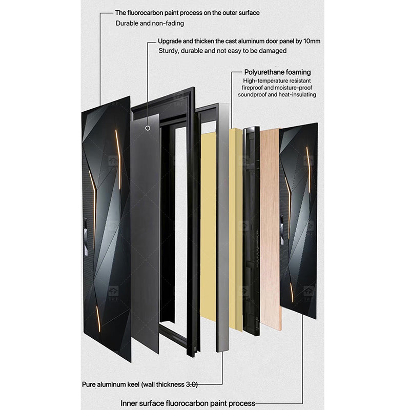 Cửa Chính Nhôm An Ninh Hoàn Thiện Chống Thấm Nước Phong Cách Hiện Đại Tối Giản
