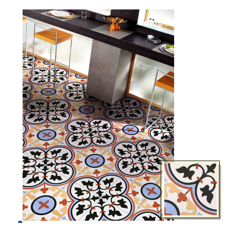 Gạch men Mosaic bông kiểu Pháp, họa tiết hoa, thiết kế hiện đại, thủ công